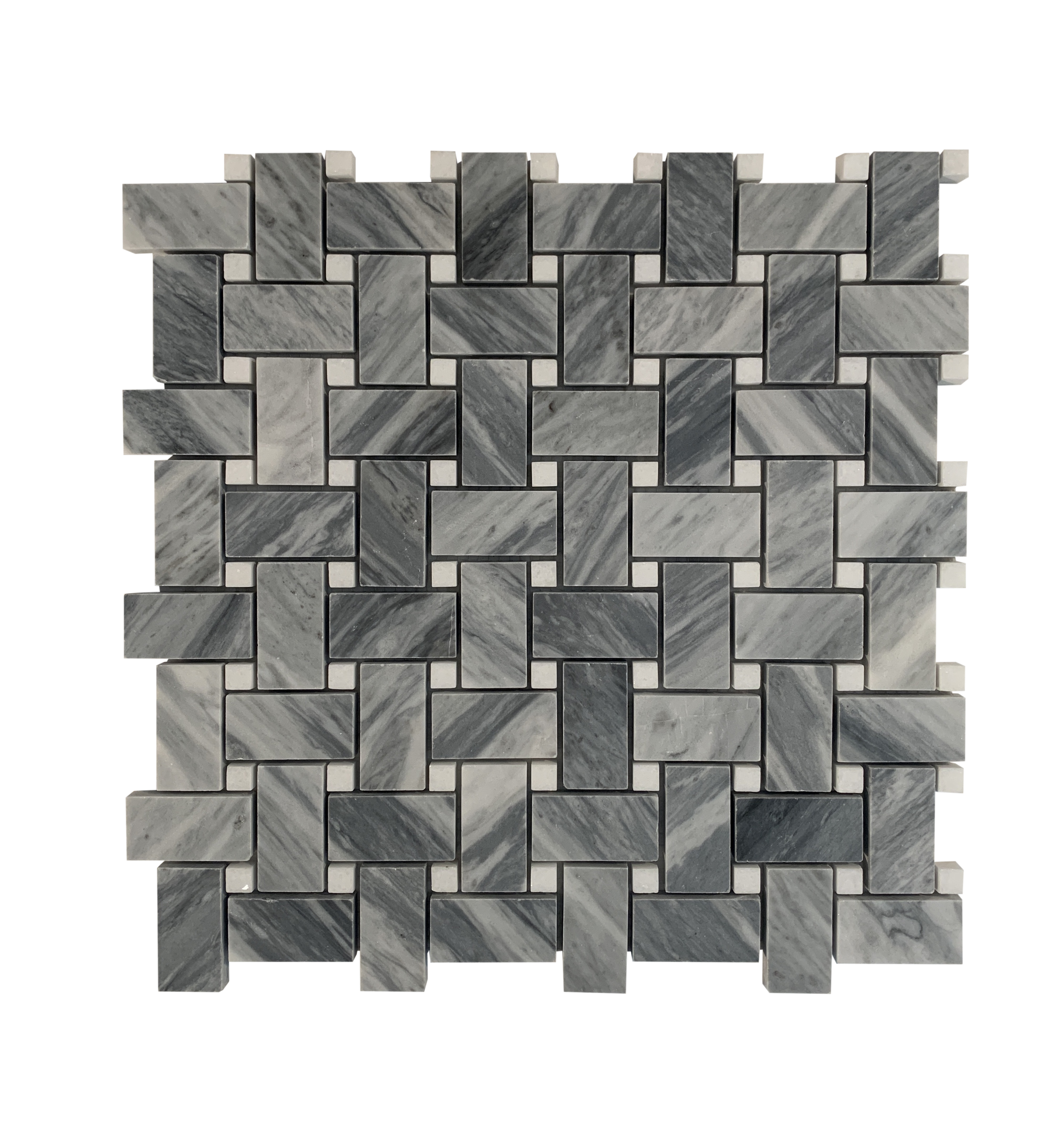 BARDIGLIO MARBLE MOSAIC POLISHED BASKET WEAVE THASSOS DOT 1